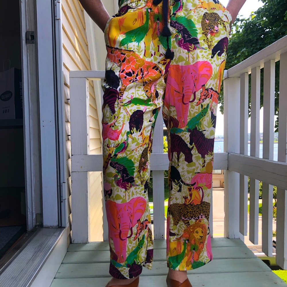 J. Crew Ratti Safari Print Drapey Wide-Leg Pants - Size 12 NWT
